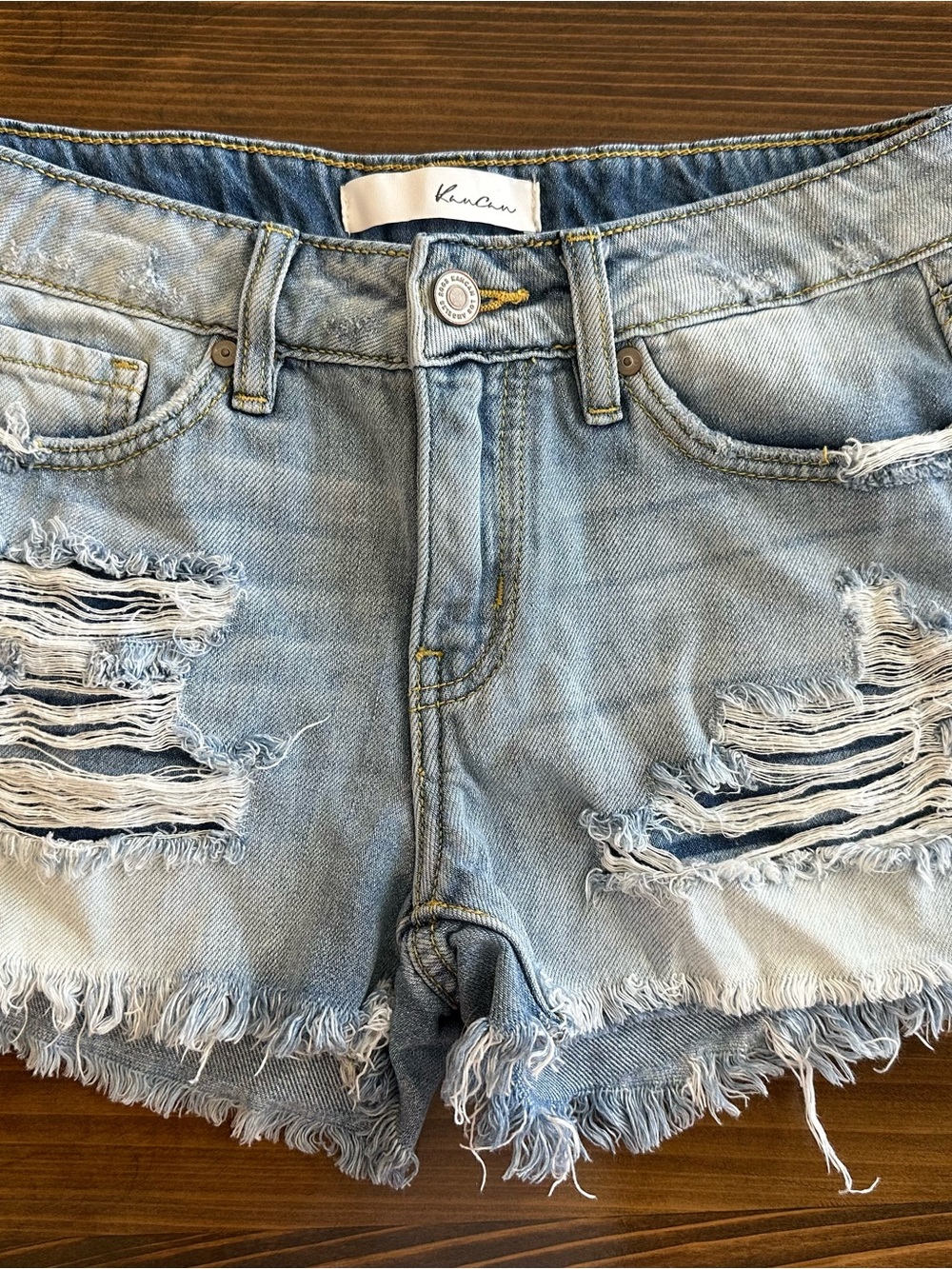 KanCan Light Blue Distressed Denim Shorts